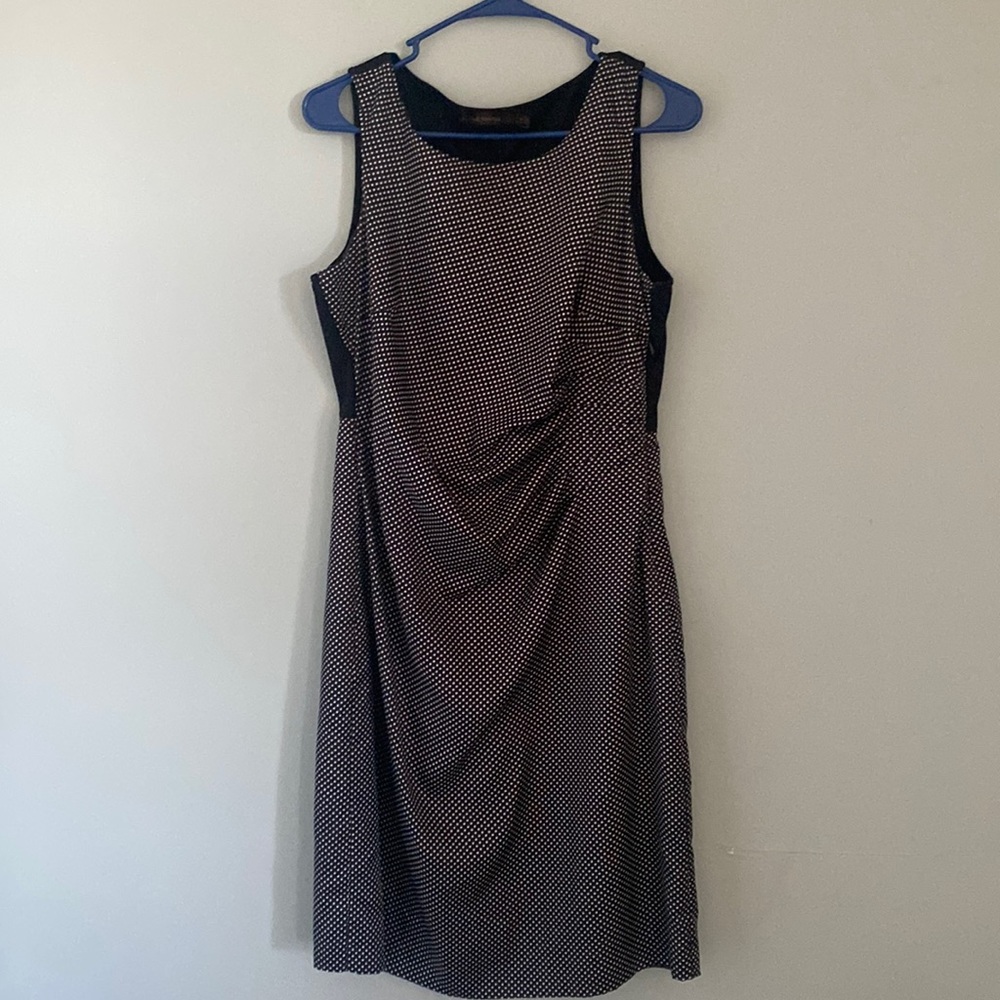 The Limited black and white Polka dot side ruched dress
